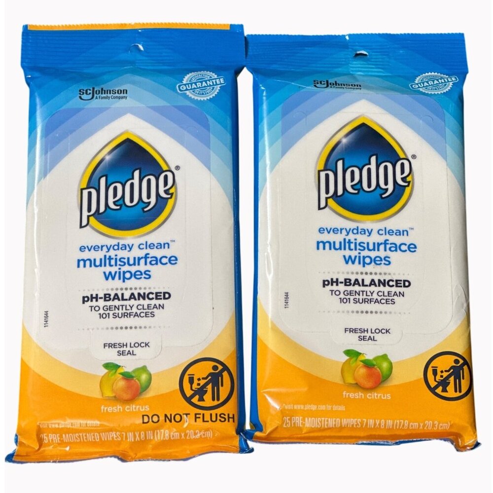 2X- Pledge Everyday Clean Multisurface Wipes Fresh Citrus 25 Ct